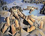 Salvador Dali Canvas Paintings - Figures Lying on the Sand
